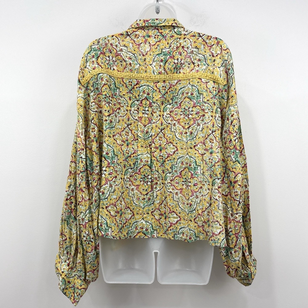 Anthropologie Pilcro Pintuck Peasant Blouse 3X Embroidered Boho Button Up Retro - Picture 11 of 14